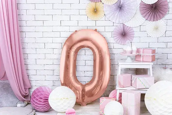 Foliová číslice - rose gold 0 - 86 cm