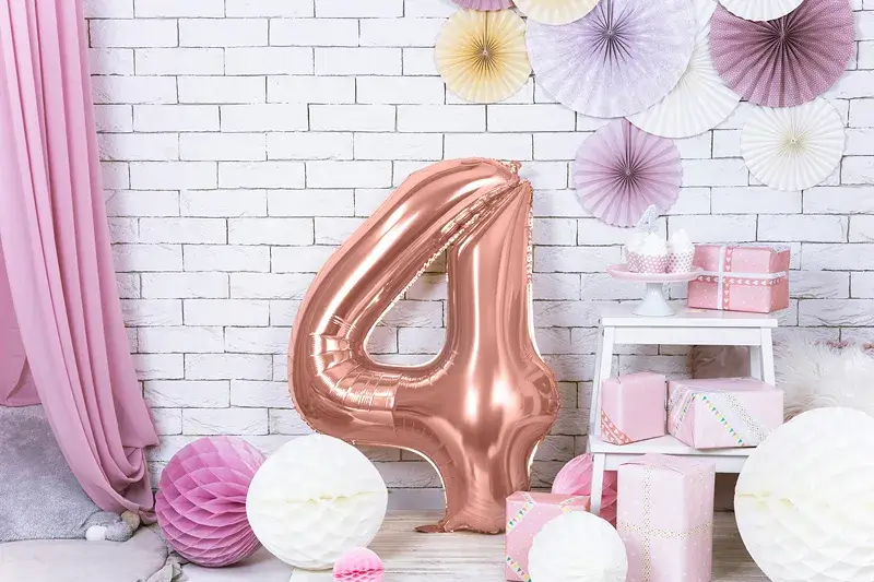 Foliová číslice - rose gold 4 - 86 cm