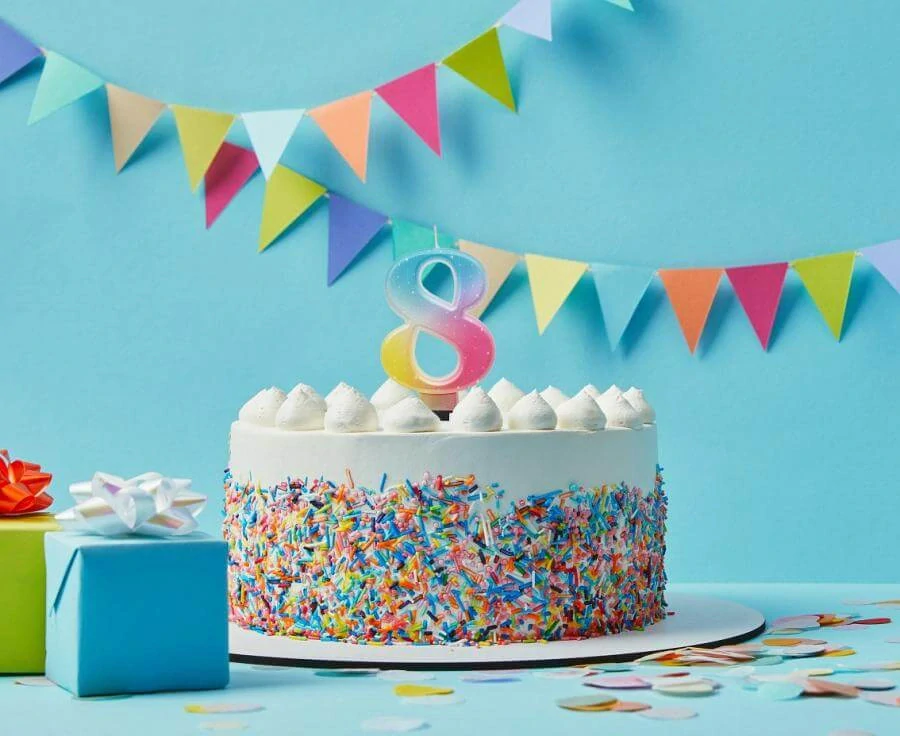 Dortová svíčka číslice pastelová duhová 8