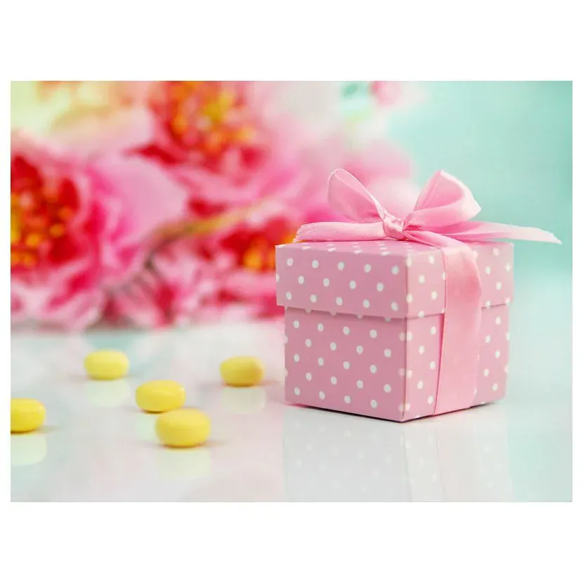 Dárkové krabičky s puntíky růžové - 10 ks