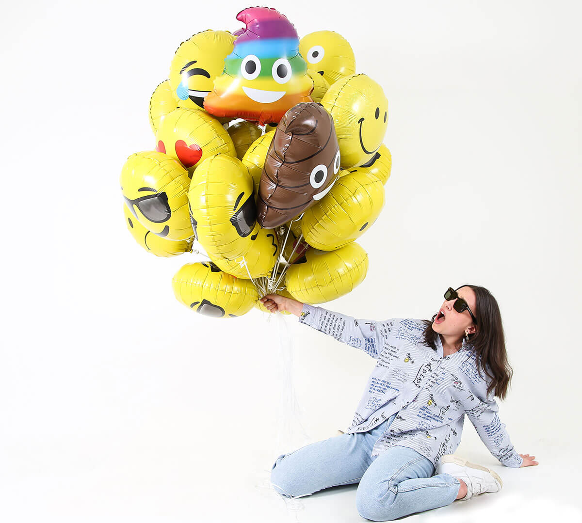 Fóliový balónek Emoji Hovínko Duhové 51 cm