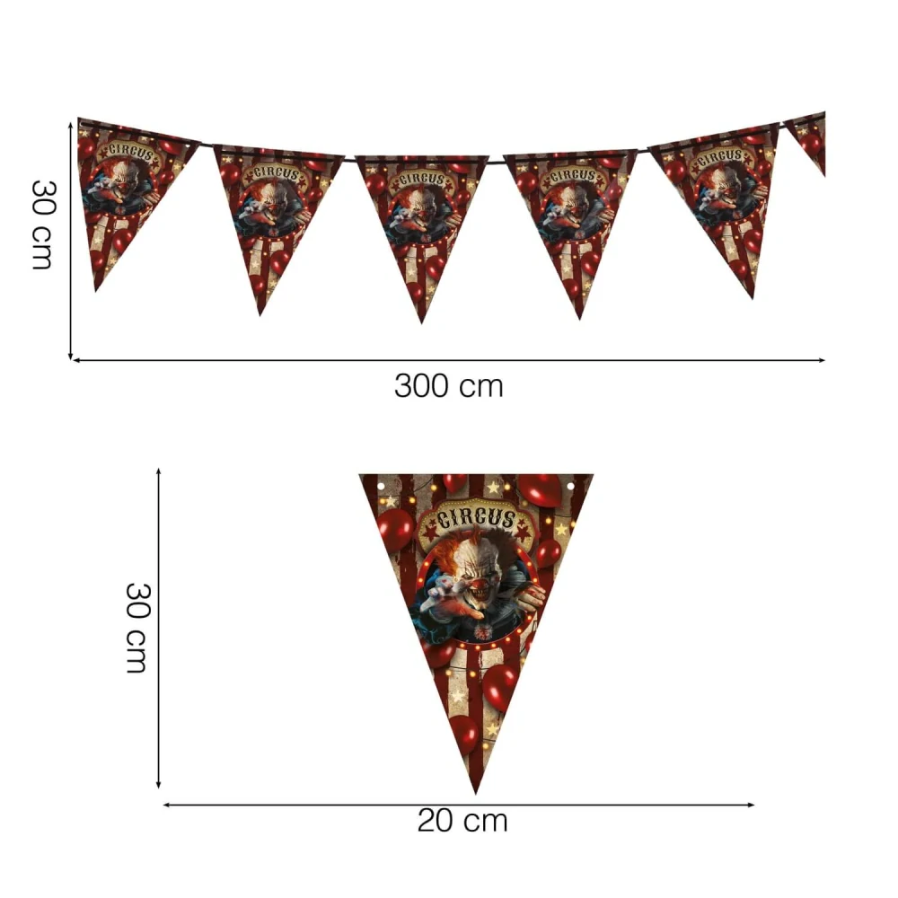 Vlaječková girlanda Strašidelný cirkus 300 cm