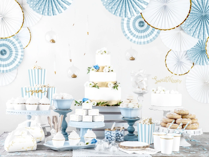 Dekorační rozety bílo-zlaté 23 až 40 cm - 3 ks