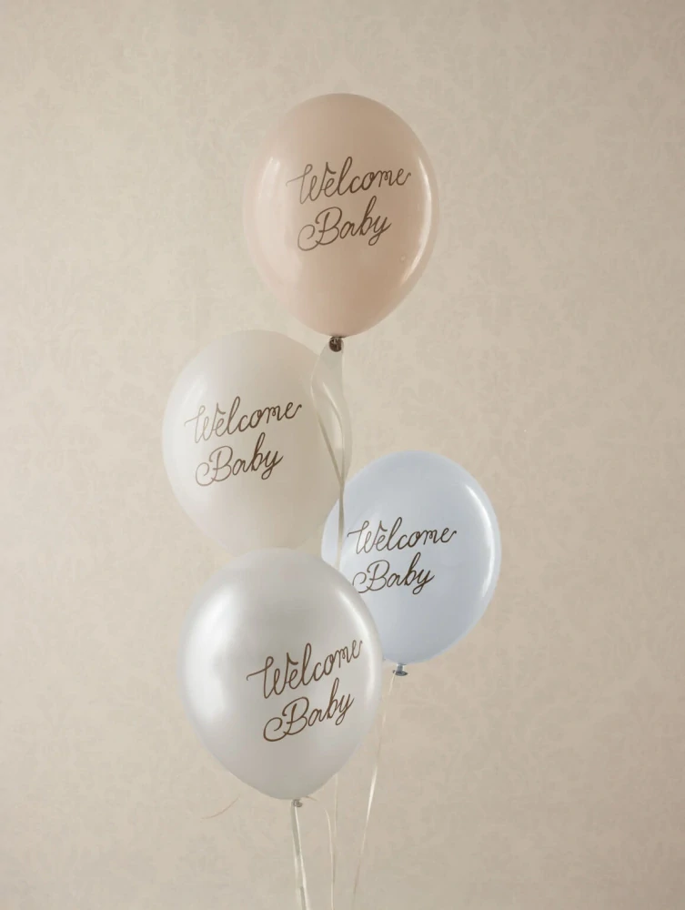 Latexové balonky Welcome Baby pastelové modré 30cm - 6ks