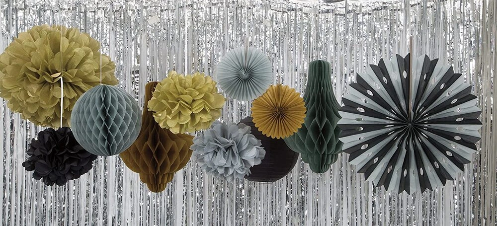 Dekorační závěsné pom pomy černé 3ks, 23cm