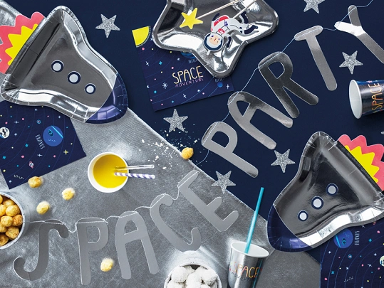 Závěsný baner "Space party" stříbrný