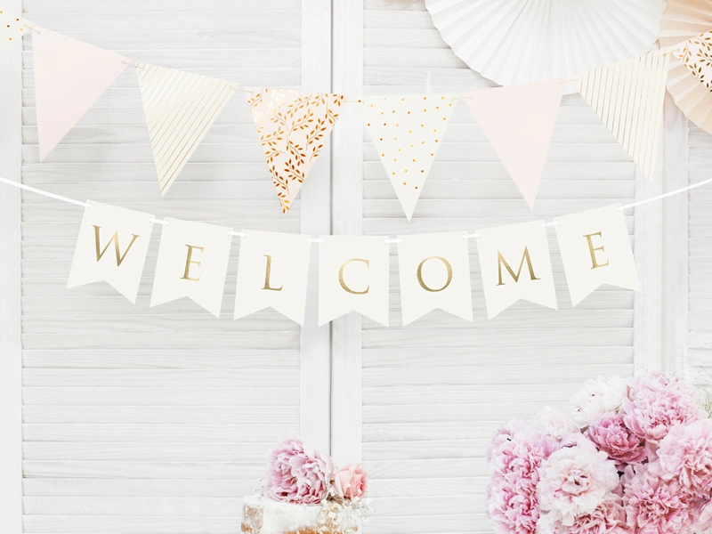 Závěsný baner Welcome - bílý 95 cm