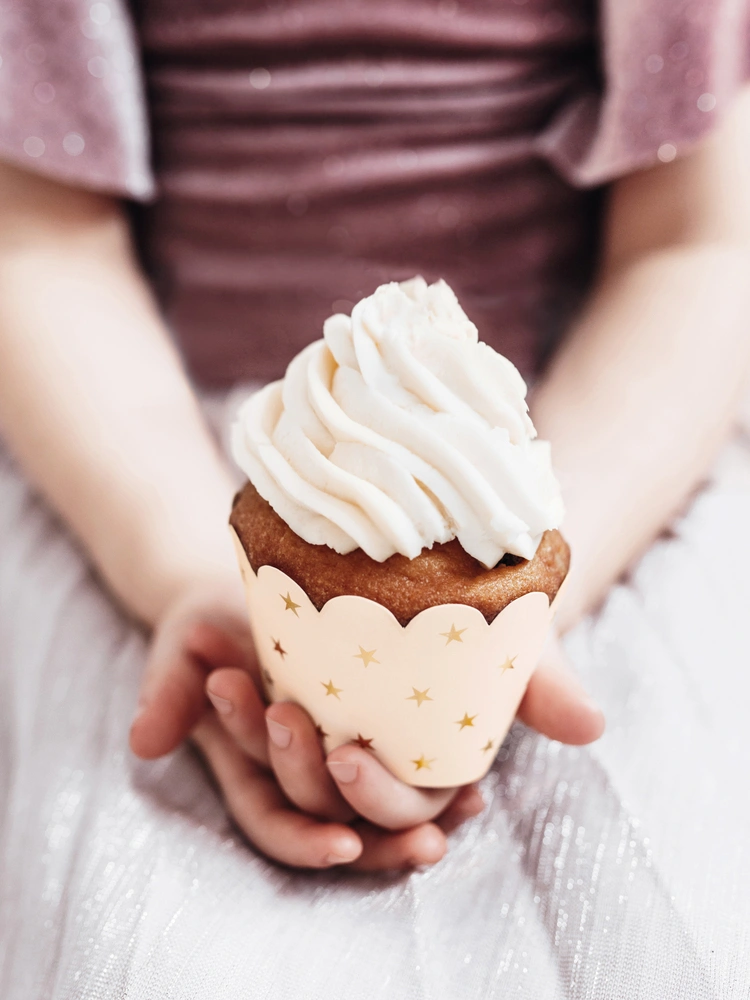 Košíček na cupcake, 5x7.5x5cm sv. broskvový, 6ks