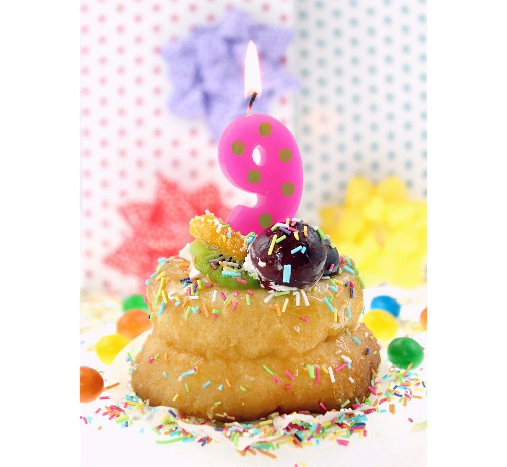 Svíčka dortová TEČKY "9" 6cm