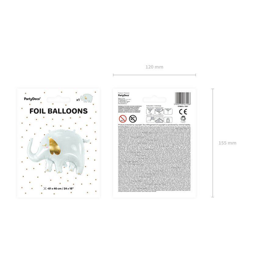 Fóliový balónek “Slůně”, 61x46 cm