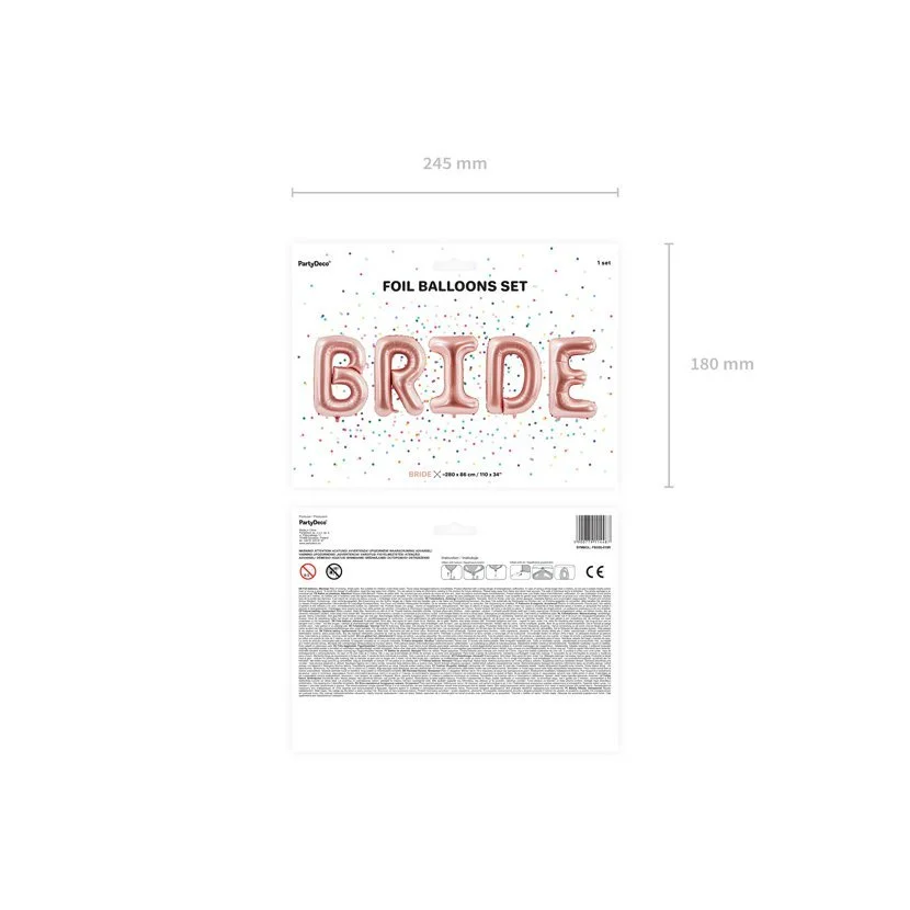 Fóliový balónek Nápis Bride rosegold 280 x 86 cm