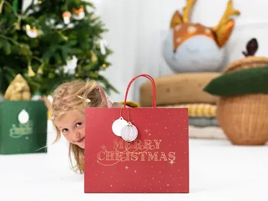 Dárková taška - Vánoční Merry Christmas červená