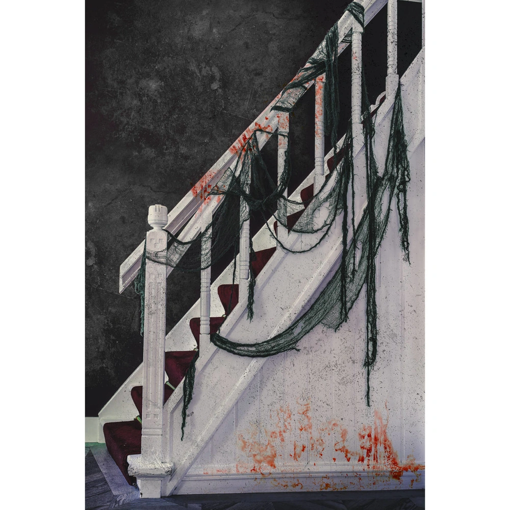 Halloweenská dekorace síť zelená 35 x 300 cm - 4 ks