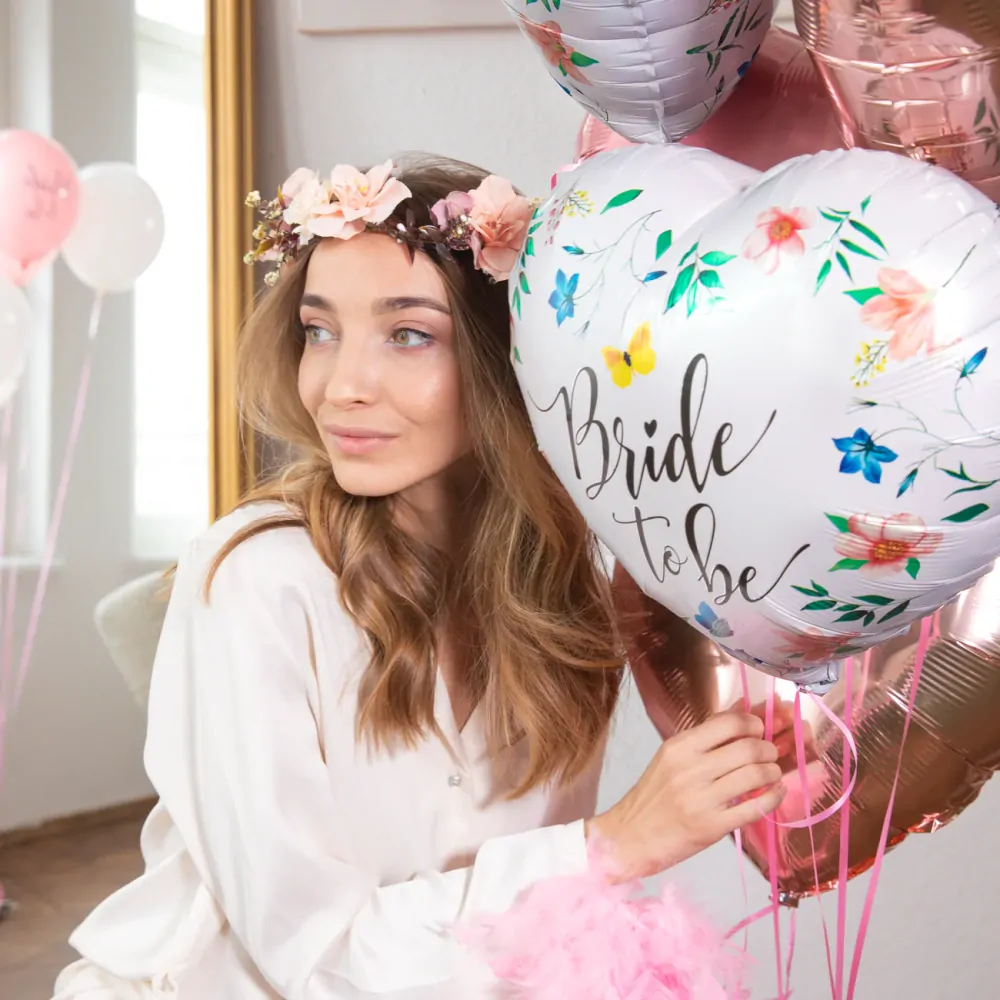 Fóliový balonek Bride to be, květy 45 cm