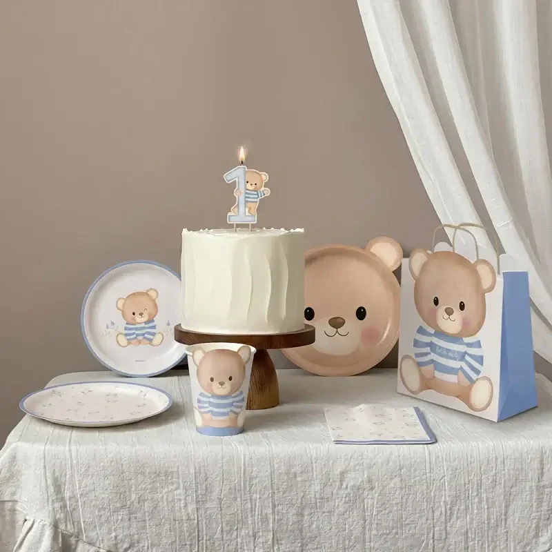 Papírové talíře Medvídek modrý 20 cm - 6 ks
