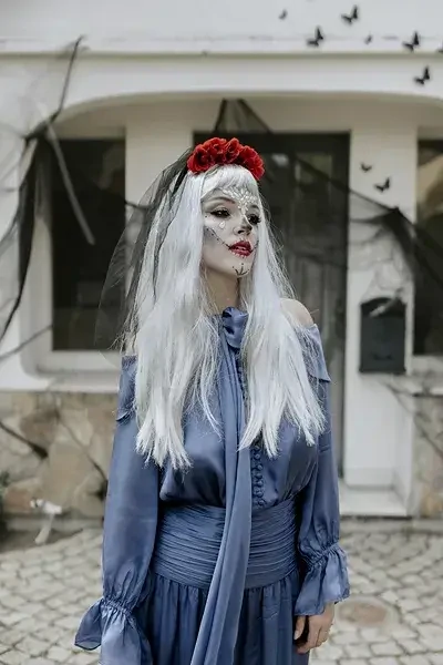 Halloween čelenka růže s černým závojem