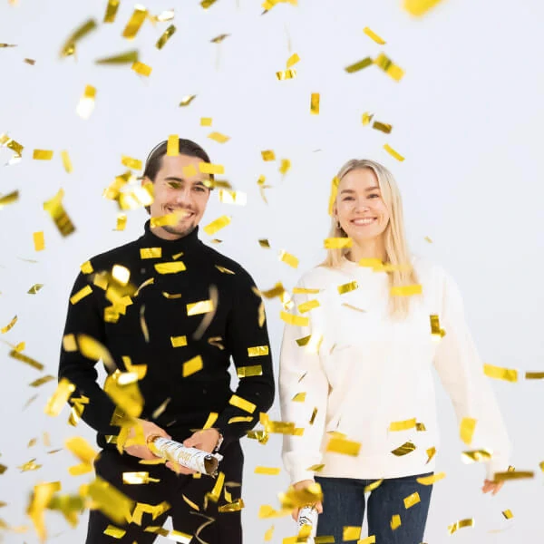 Vystřelovací konfety metalické zlaté 28 cm