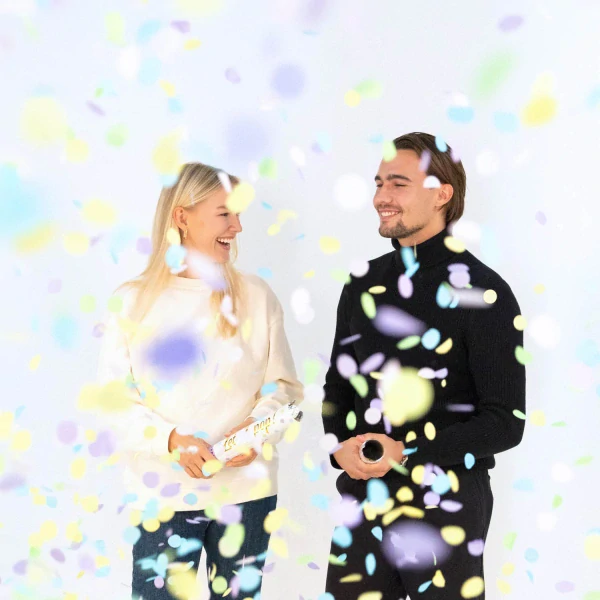 Vystřelovací konfety pastelový mix kolečka 28 cm