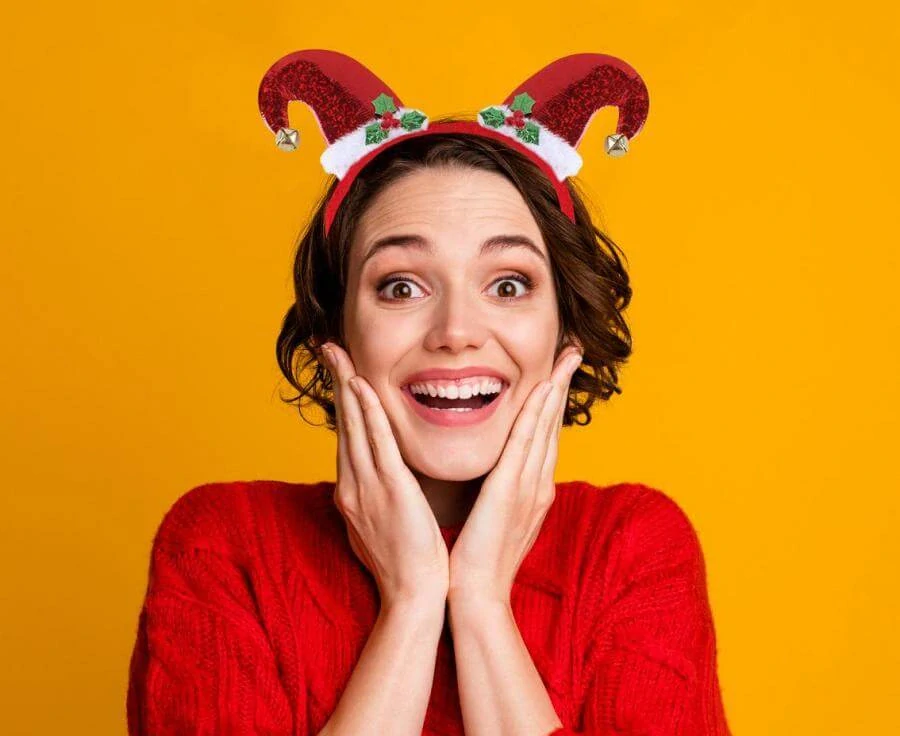 Vánoční čelenka se santovskými čepičkami