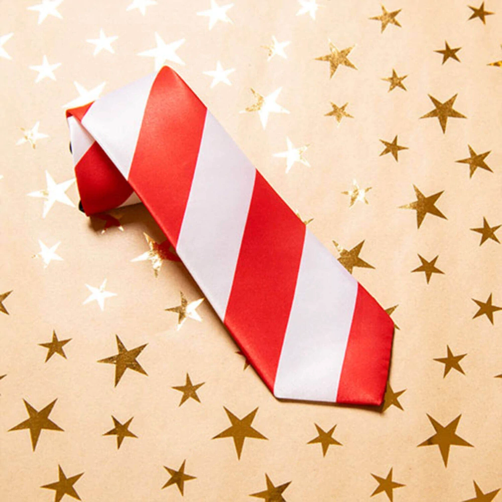 Červeno bílá kravata - pruhovaná