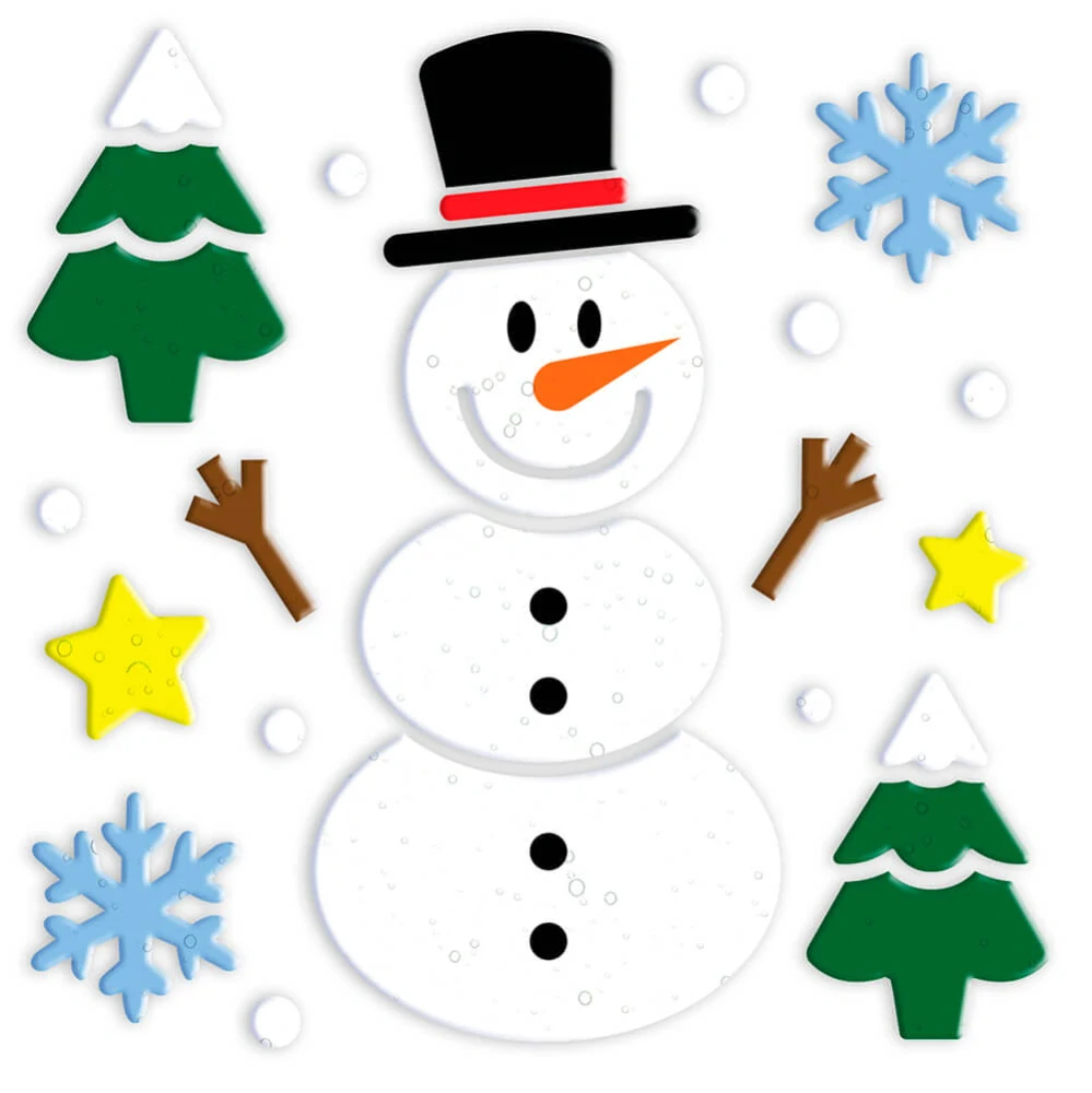 Vánoční gelové dekorace na okno - Sněhulák