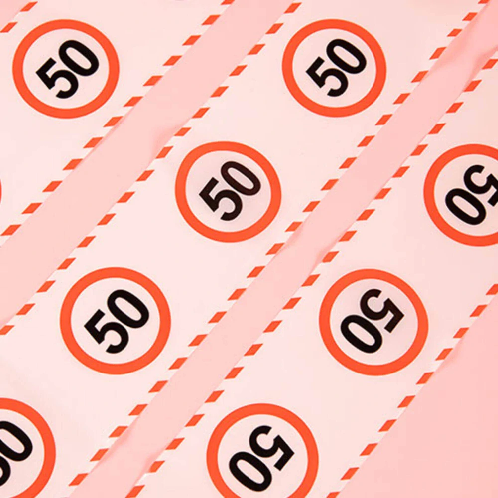 Narozeninová girlanda - bezpečnostní páska dopravní značka 50. narozeniny 15m