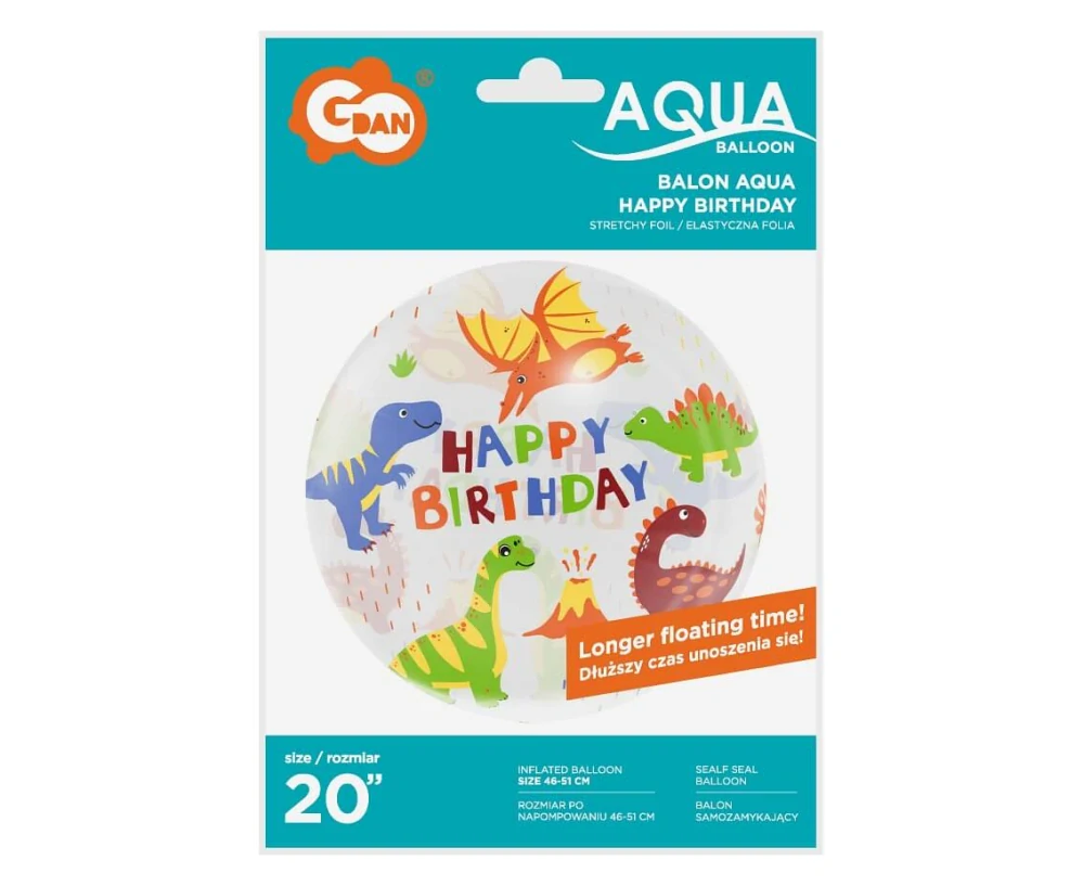Balonek bublina dinosauři Happy birthday 51 cm