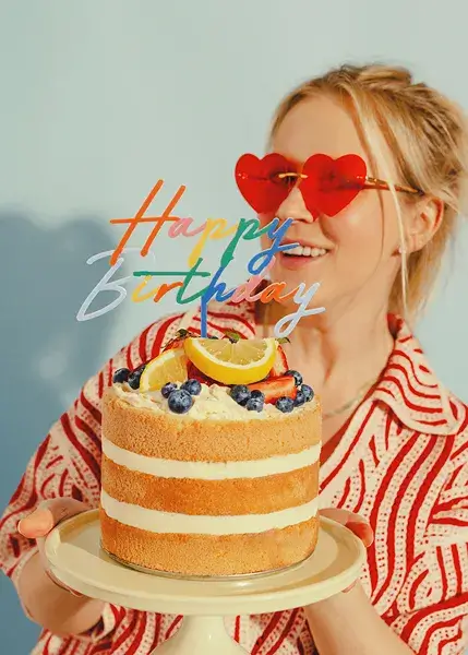 Zápich na dort Happy birthday duhový
