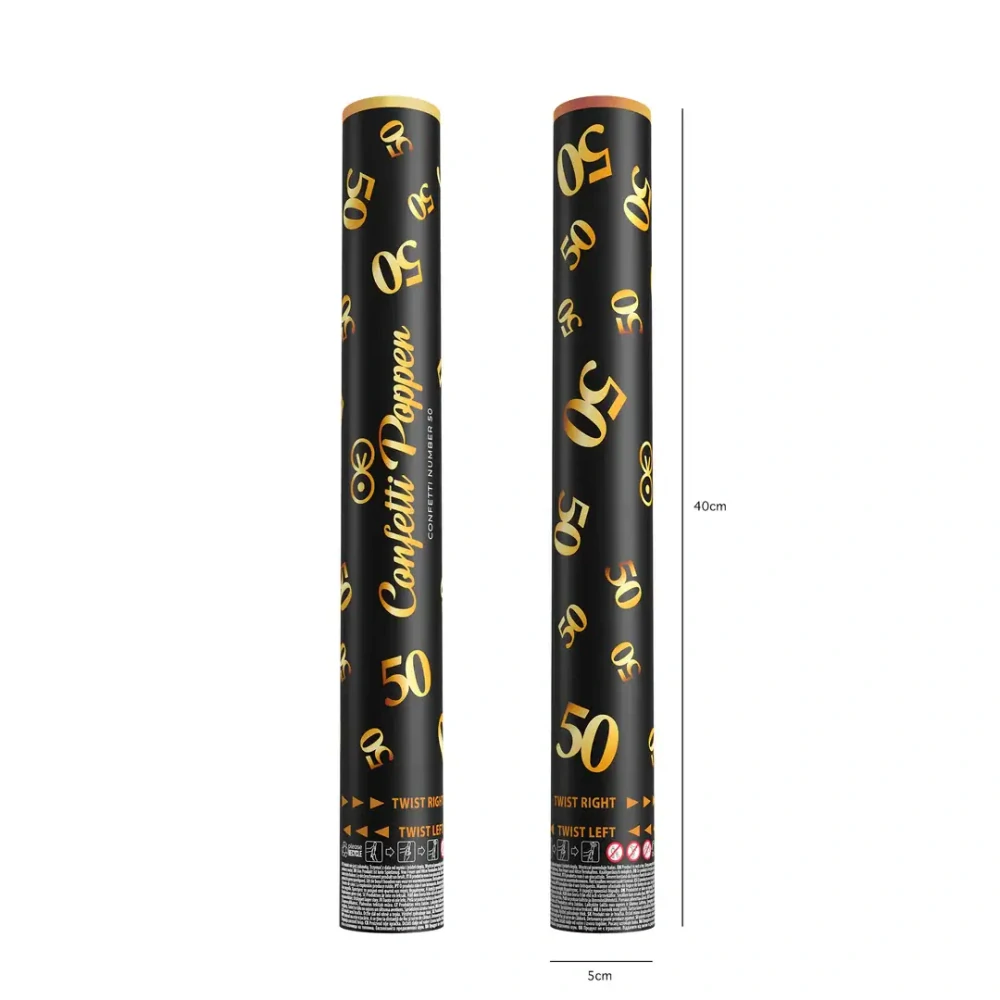 Vystřelovací konfety zlaté 50. narozeniny - 40 cm