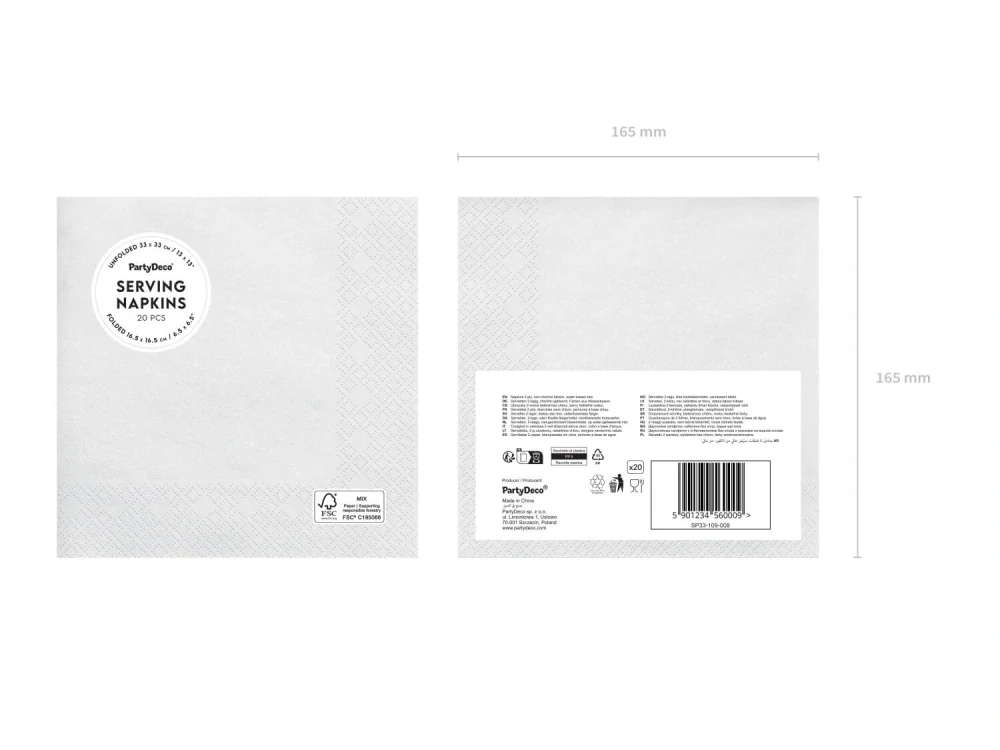 Papírové ubrousky bílé 20 ks