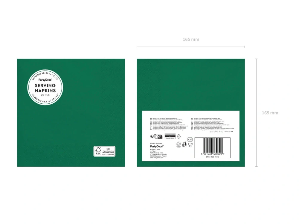 Papírové ubrousky tmavě zelené 20 ks