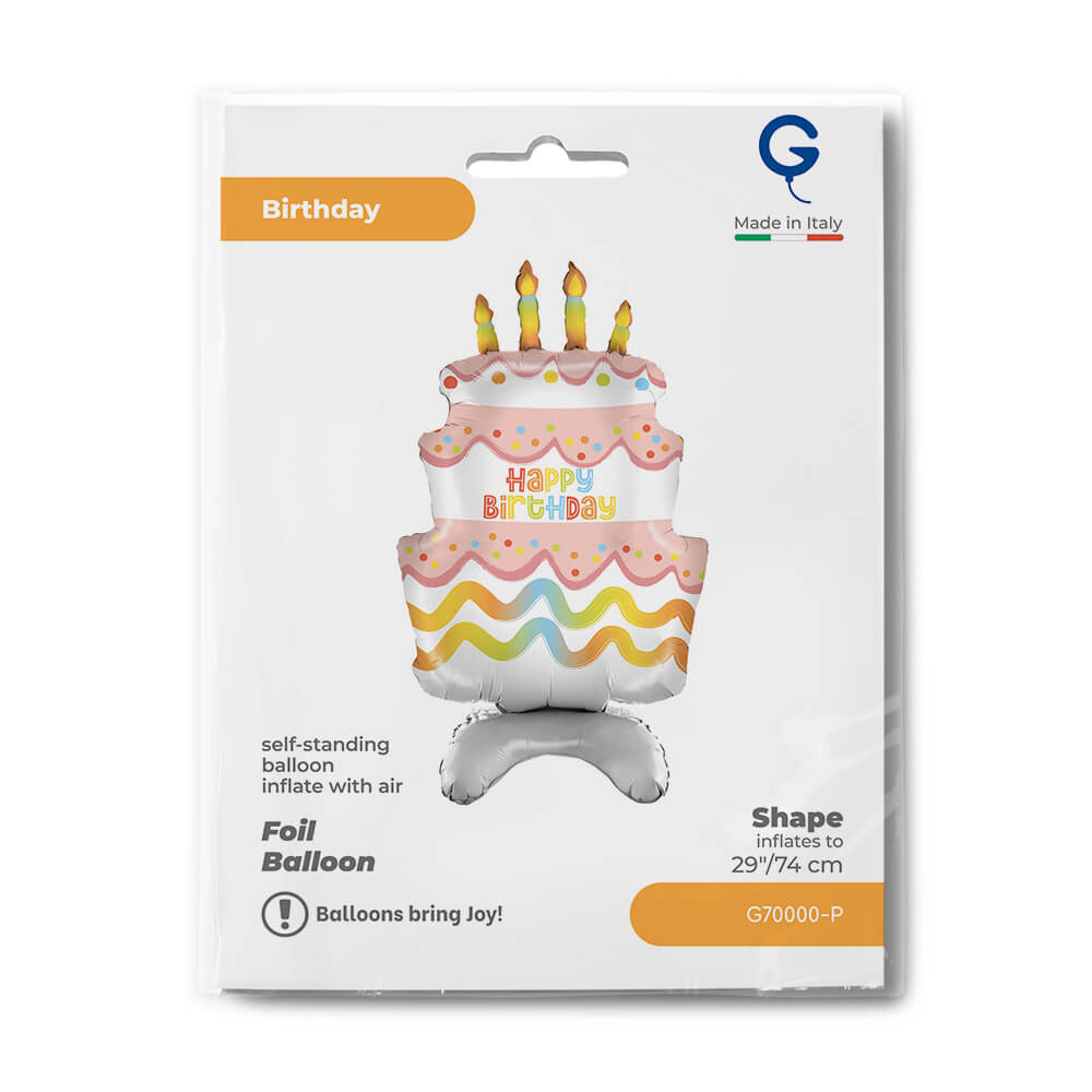 Fóliový stojící balónek dort Happy Birthday 74 cm