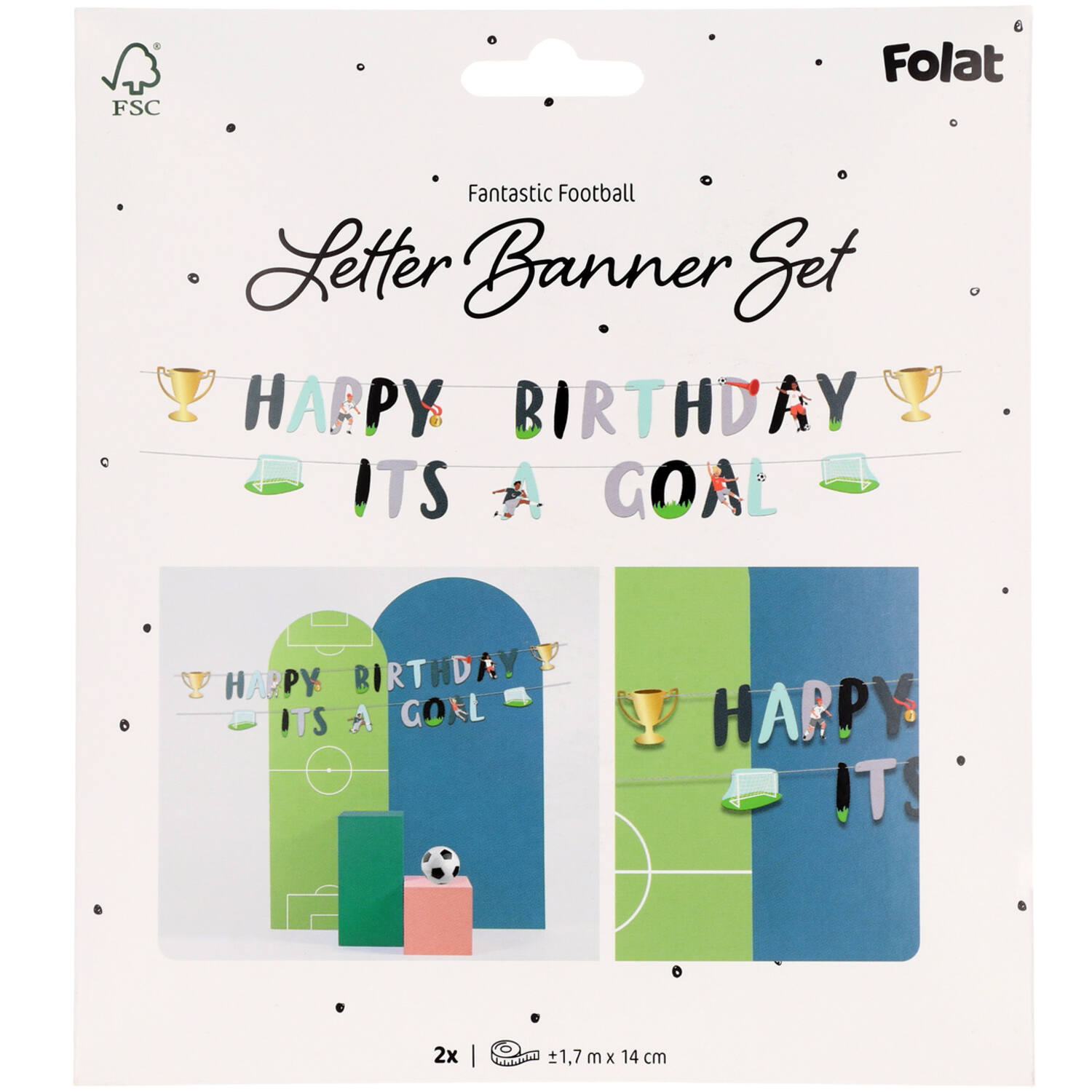 Závěsný baner Fotbalová párty „Happy Birthday It's a Goal“ 1,5 m