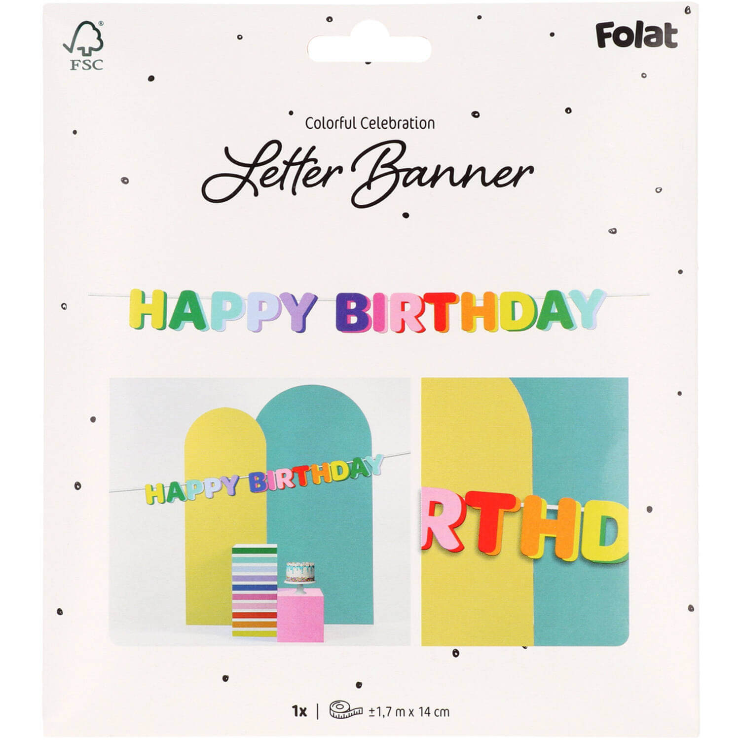 Závěsný baner „Happy Birthday“ pro barevnou oslavu 1,7 m