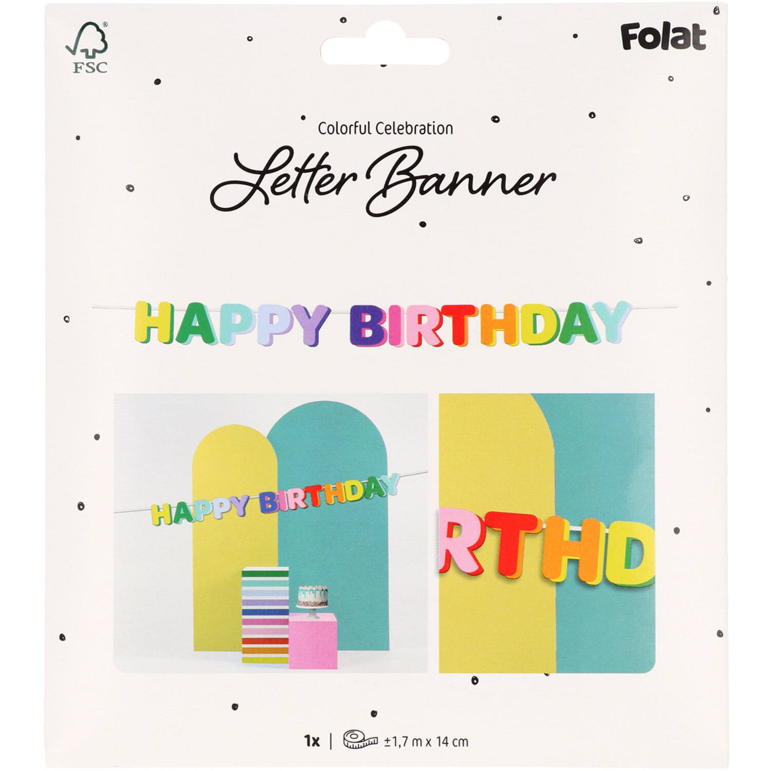 Závěsný baner „Happy Birthday“ pro barevnou oslavu 1,7 m