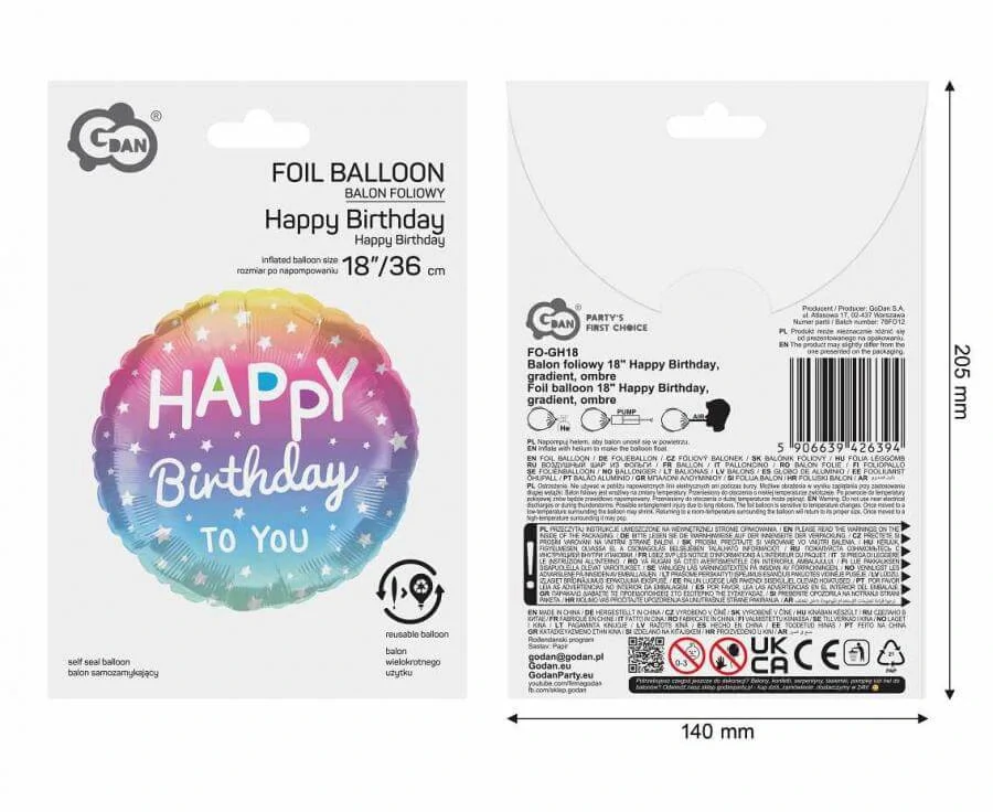 Fóliový balonek pastelový Happy birthday to you