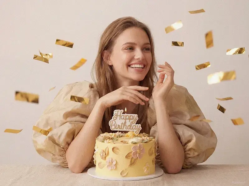 Svíčka na dort Happy Birthday zlatá