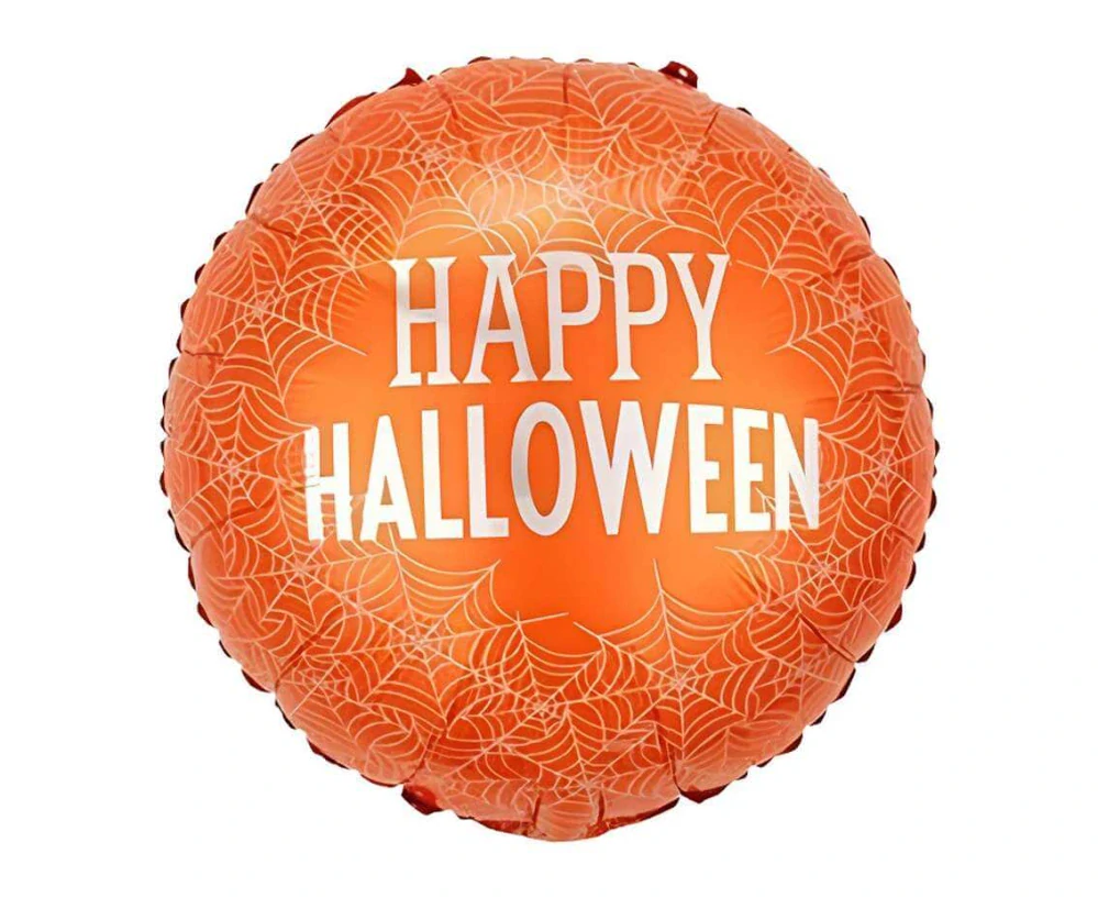 Fóliový balónek oboustranný Halloween Lebka a pavučina 46 cm