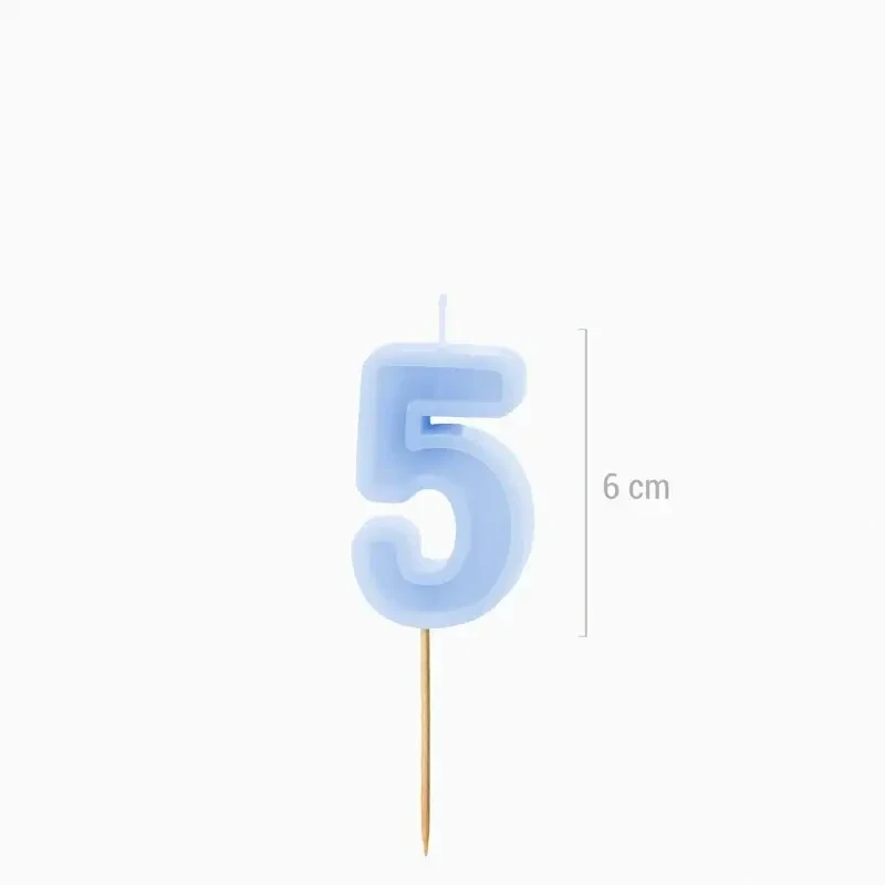 Dortová svíčka pastelově modrá číslo 5