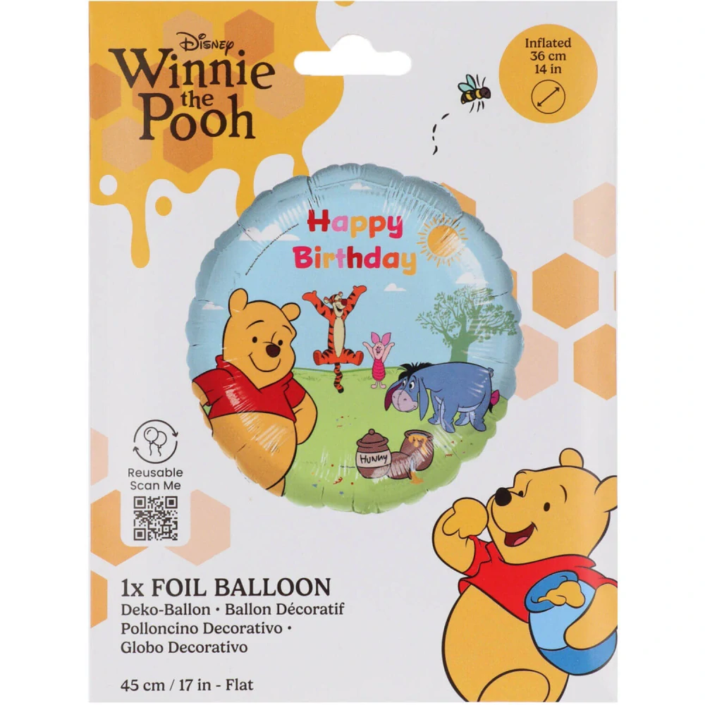 Fóliový balonek Medvídek Pú kruh 45 cm