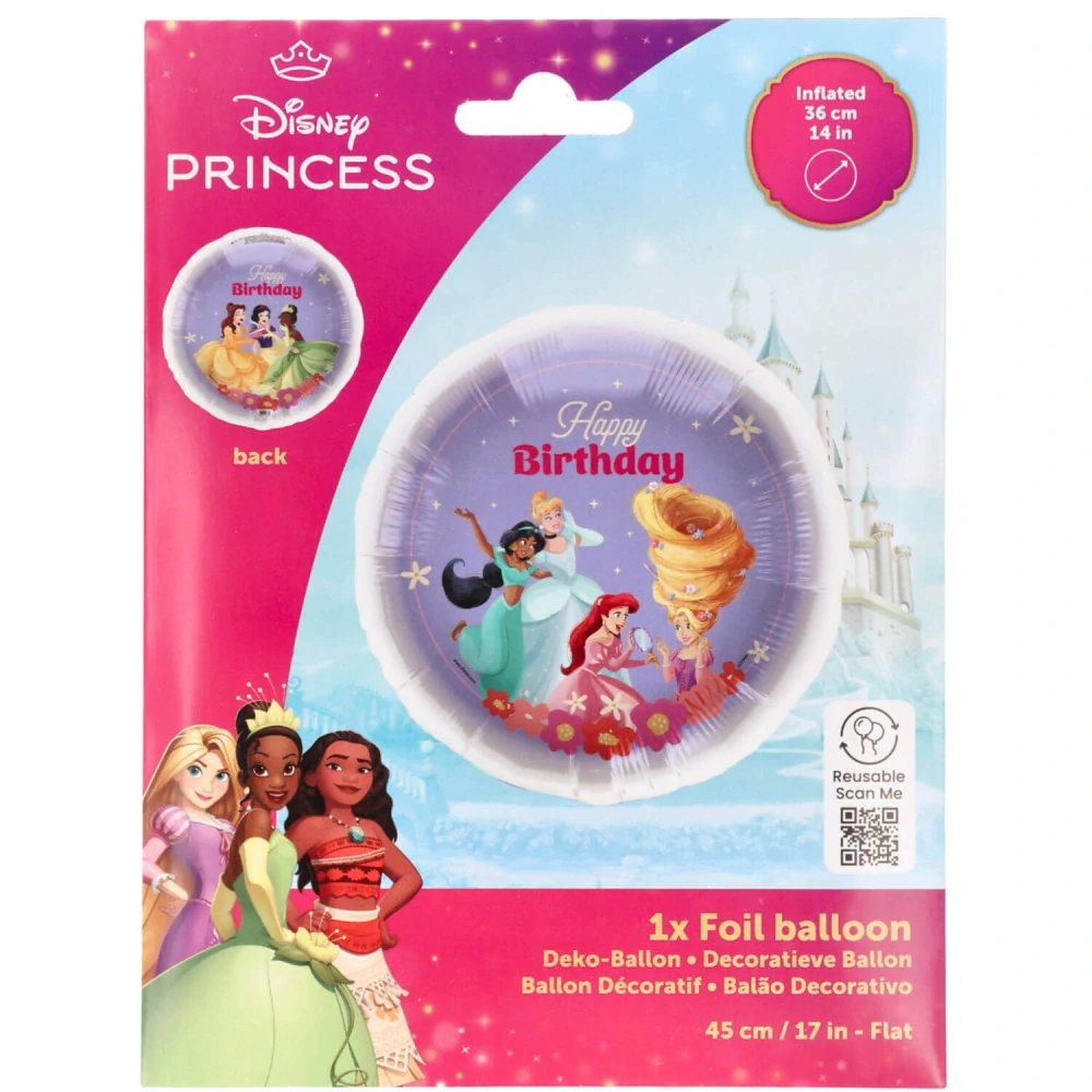 Fóliový balonek Disney princezny Happy Birthday kruh 45 cm