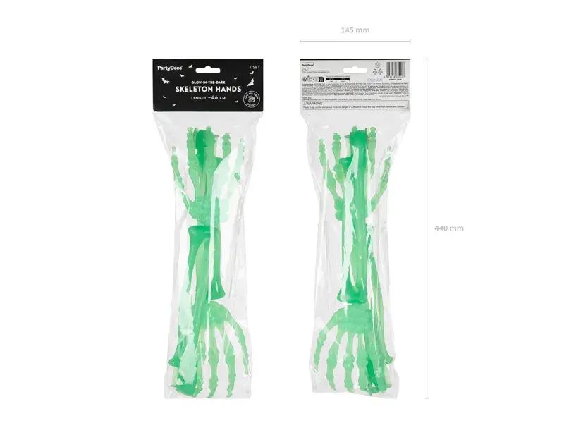 Svítící kostlivé ruce s bodcem 46 cm - 2 ks