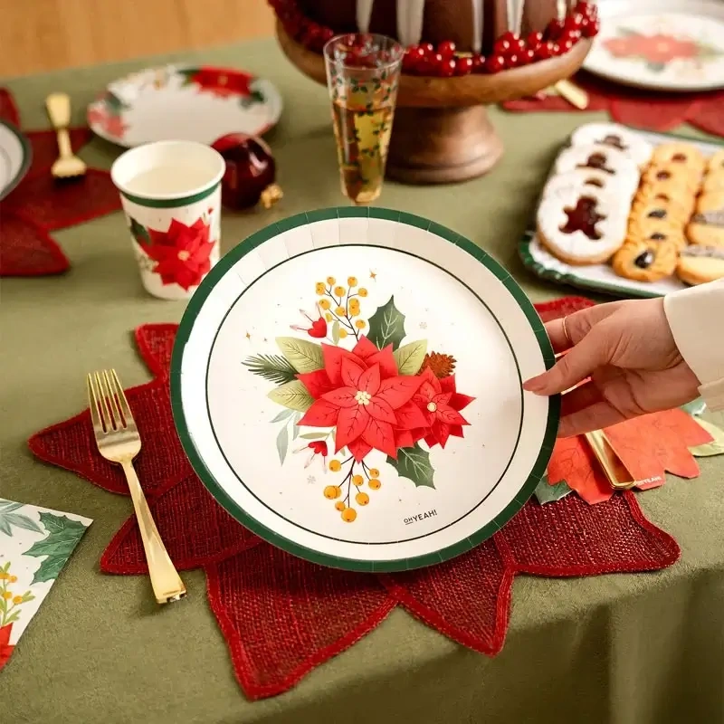 Papírové talíře Vánoční hvězda 23 cm – 6 ks