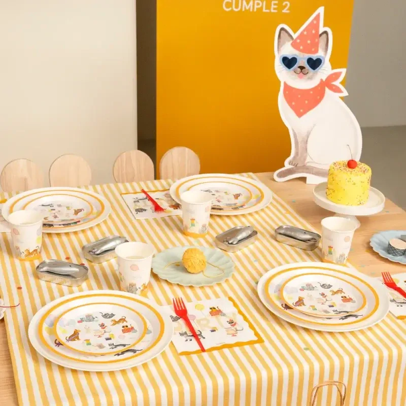 Papírové talíře Narozeninová Koťátka 23 cm - 6 ks