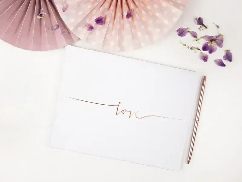 Svatební kniha hostů rose gold Love - bílá 22 stránek