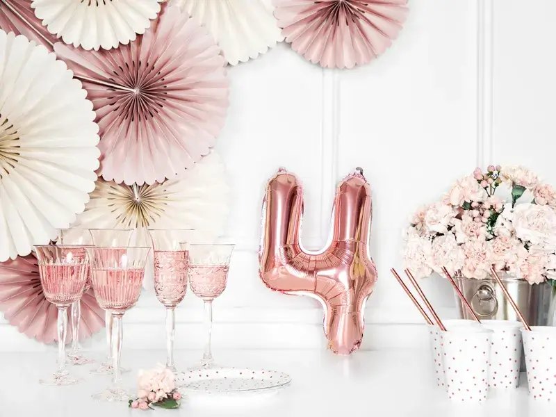 Foliová číslice - rose gold 4 - 35 cm