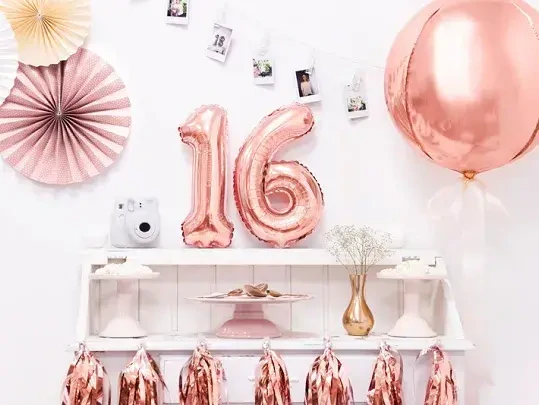 Foliová číslice - rose gold 6 - 35 cm