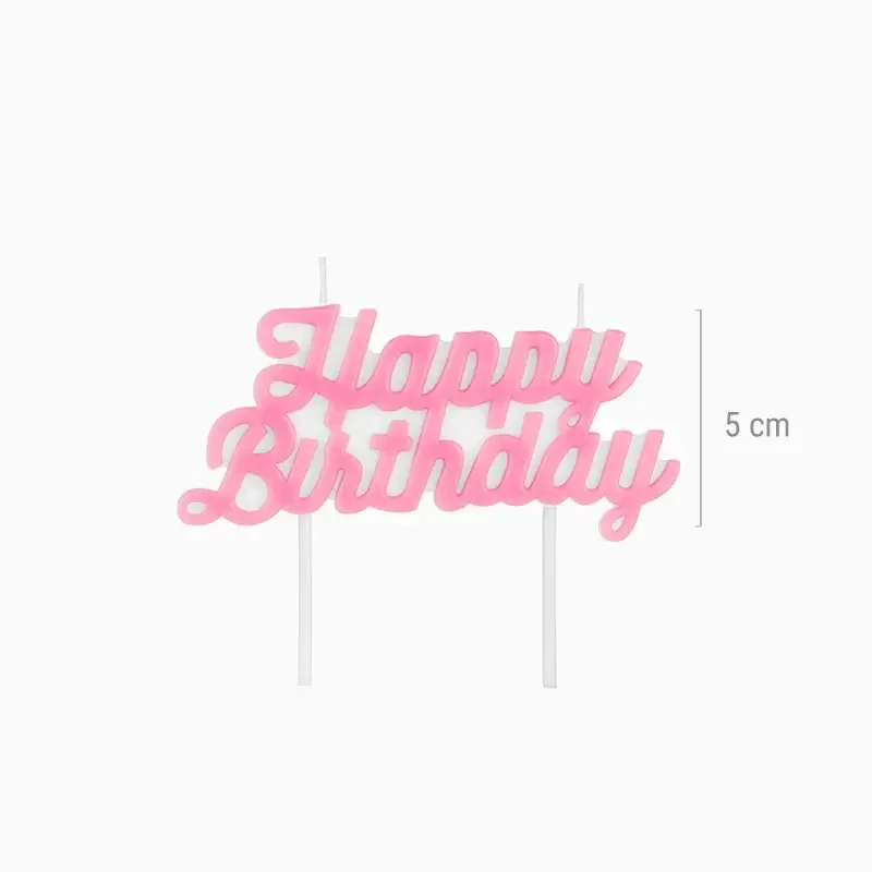 Dortová svíčka Happy Birthday pastelově růžová
