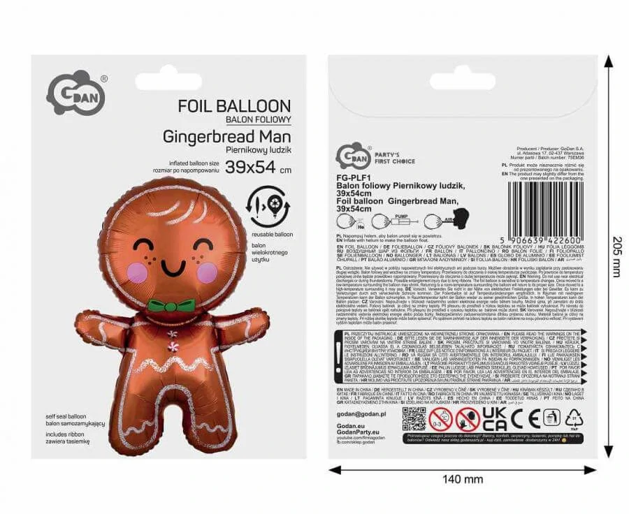 Foliový balonek Perníček se zdobením 39 x 54 cm