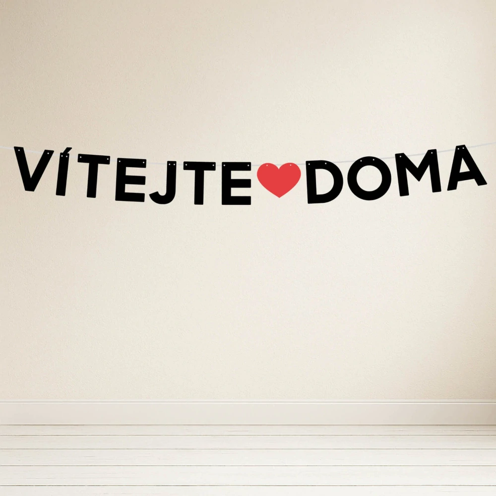 Papírová girlanda nápis Vítej doma / Vítejte doma černý 110 cm